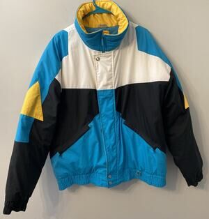 Vintage Profile GORE-TEX Ski Jacket Mens Large Teal Black Yellow Colorblock 80s